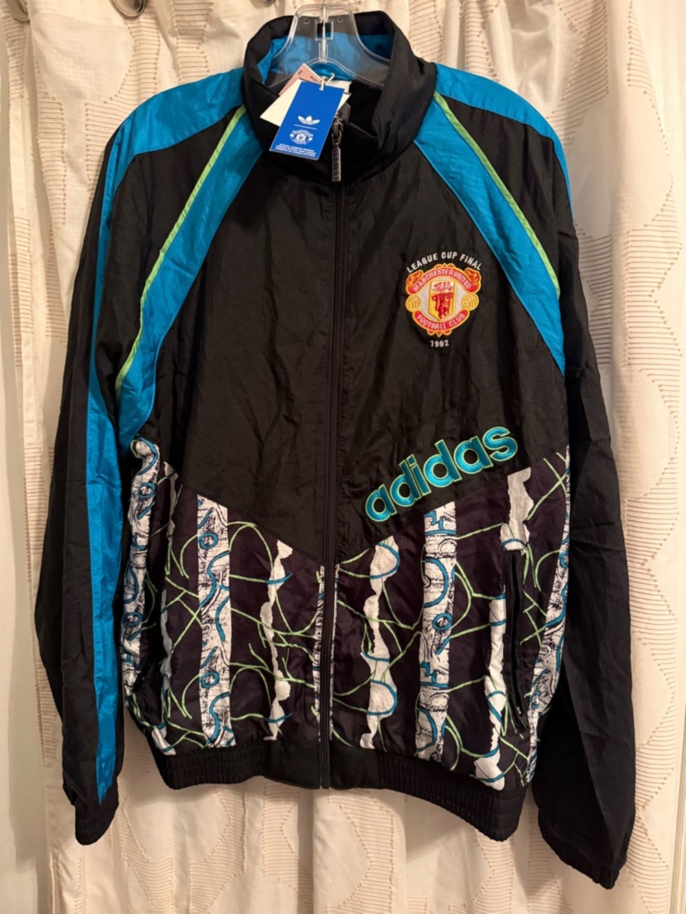 adidas Black & Teal Manchester United vintage Windbreaker Jacket